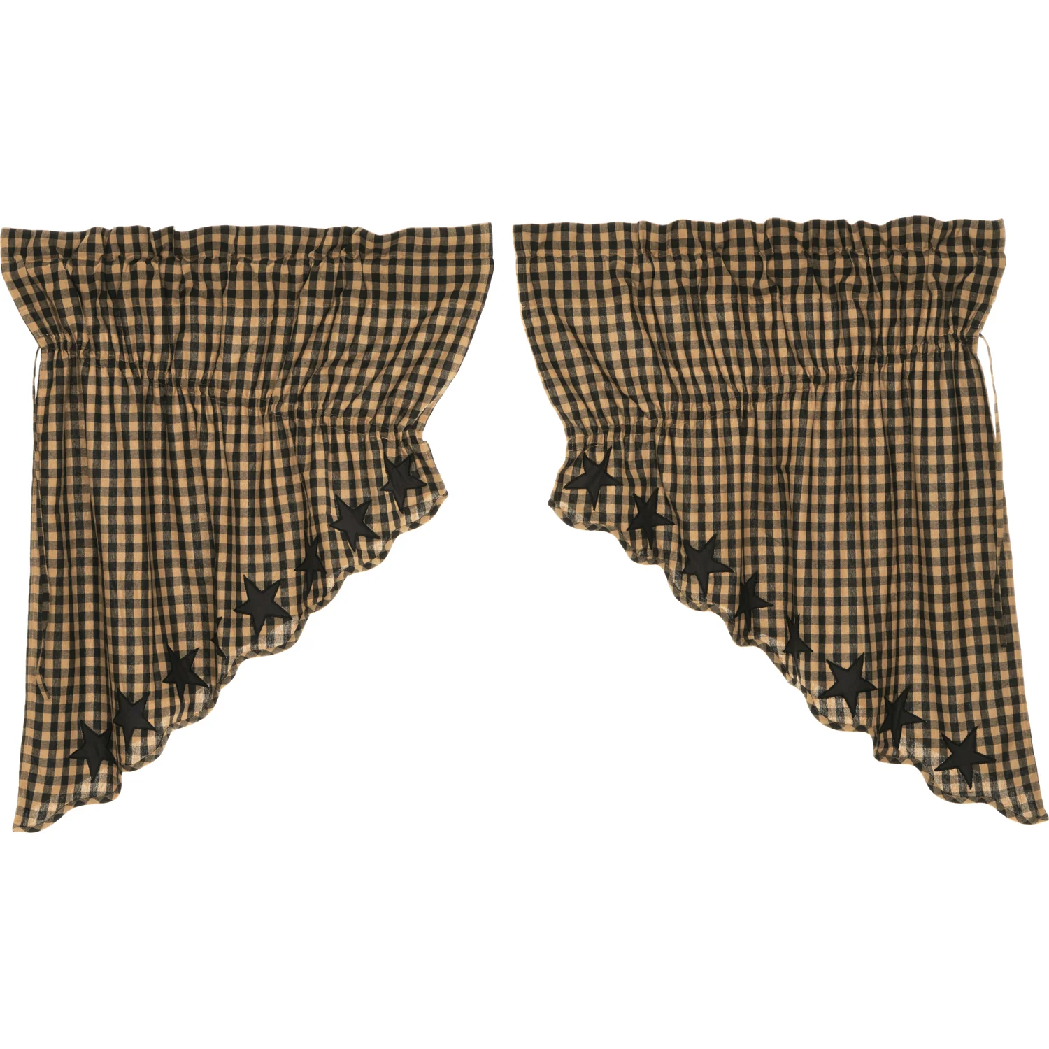 Black Star Scalloped Prairie Swag Set of 2 36x36x18 - Designers Cove