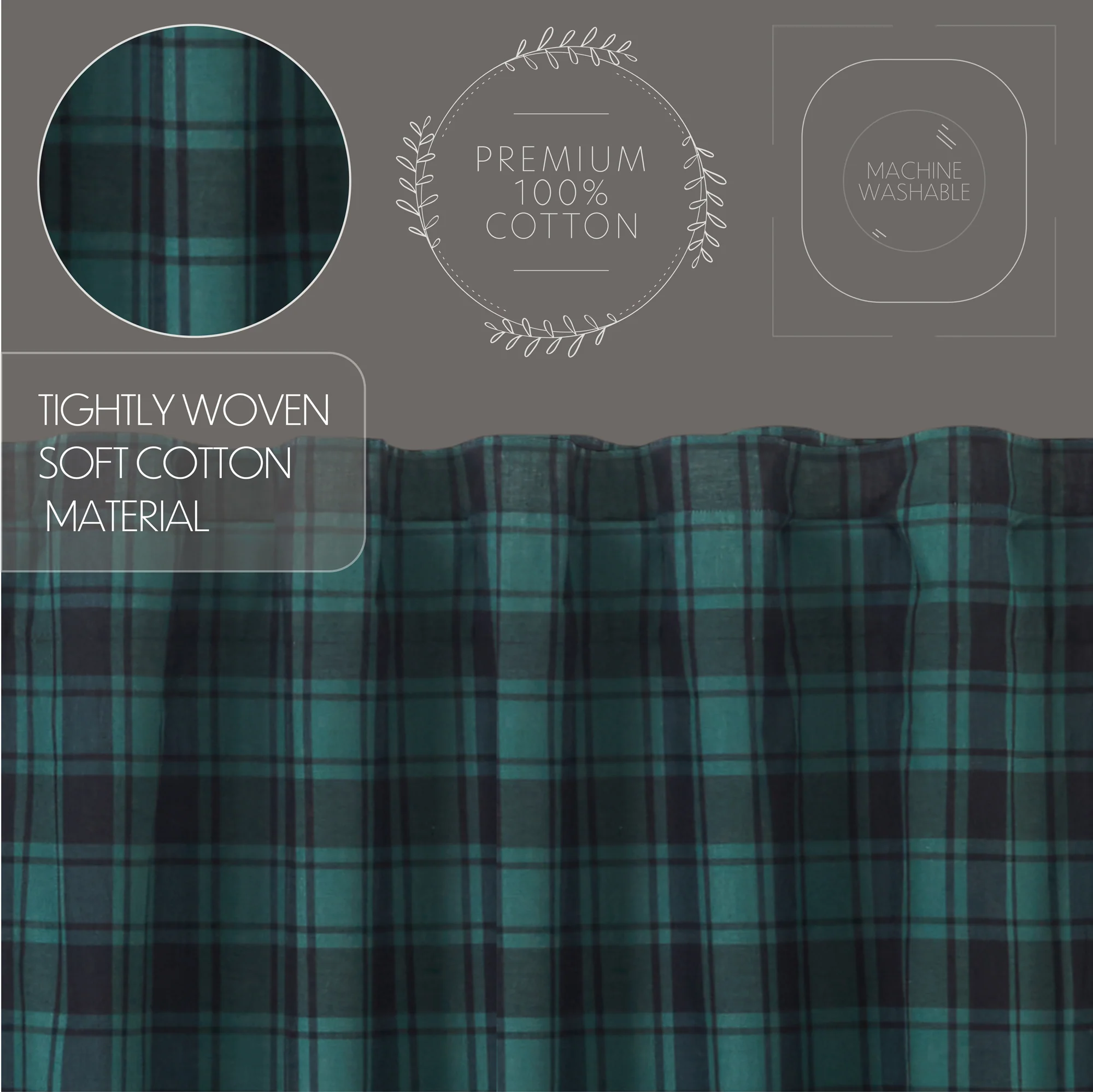 Pine Grove Prairie Long Panel Set of 2 – Green Plaid Curtains - Designers Cove