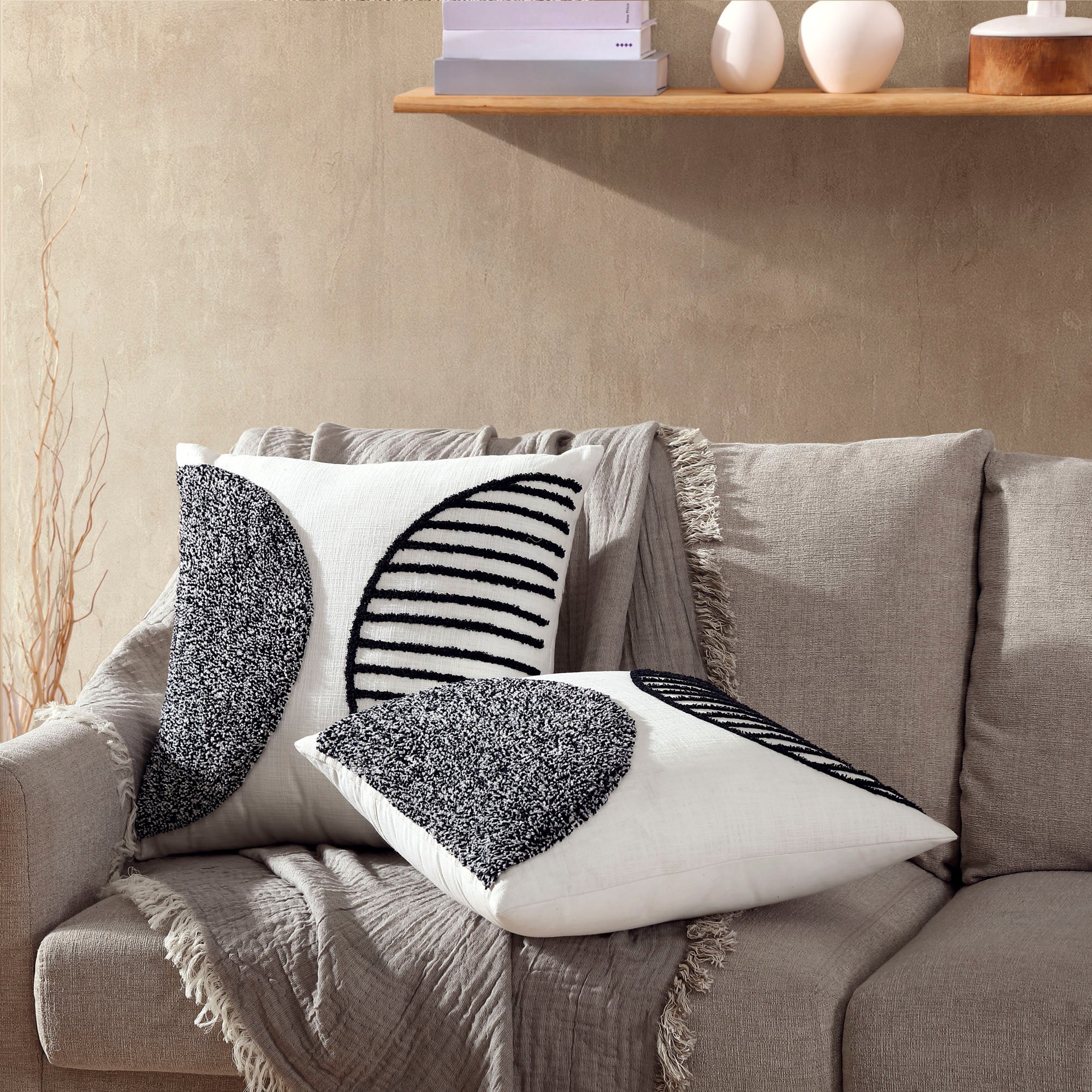 Brielle Home Graham 2 Piece 100% Cotton Throw Pillow Set - Designers Cove