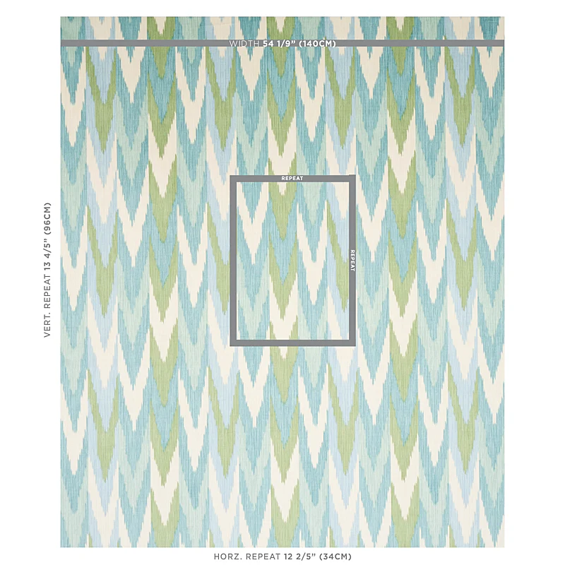 Kashgar Velvet Ikat - Mineral & Leaf - Schumacher 176103 Fabric - Designers Cove