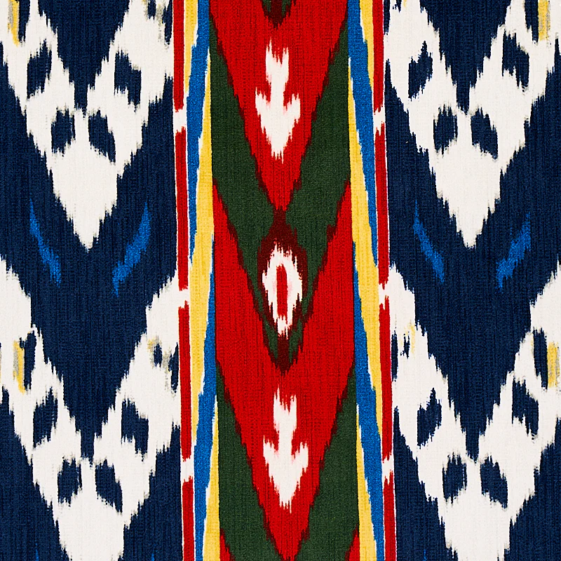 Samar Ikat Velvet - Blue - Schumacher 80242 Fabric - Designers Cove