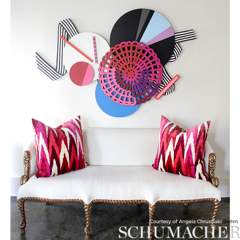 Kashgar Velvet Ikat - Ruby & Plum - Schumacher 176102 Fabric - Designers Cove