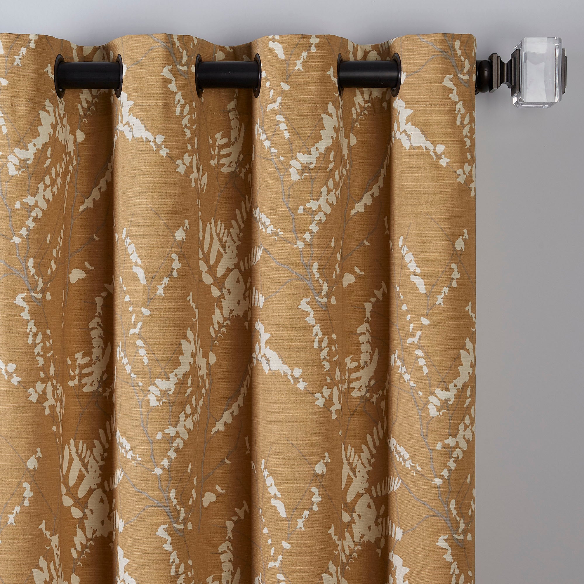 Catkin Leaf Printed Room Darkening 100% Cotton Window Panel - Designers Cove