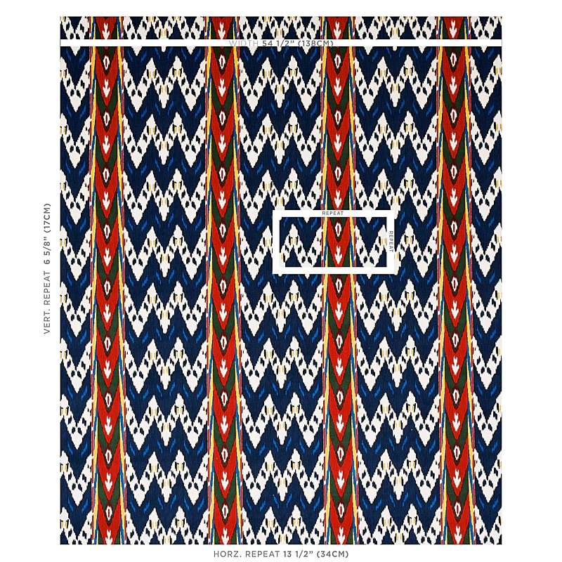 Samar Ikat Velvet - Blue - Schumacher 80242 Fabric - Designers Cove