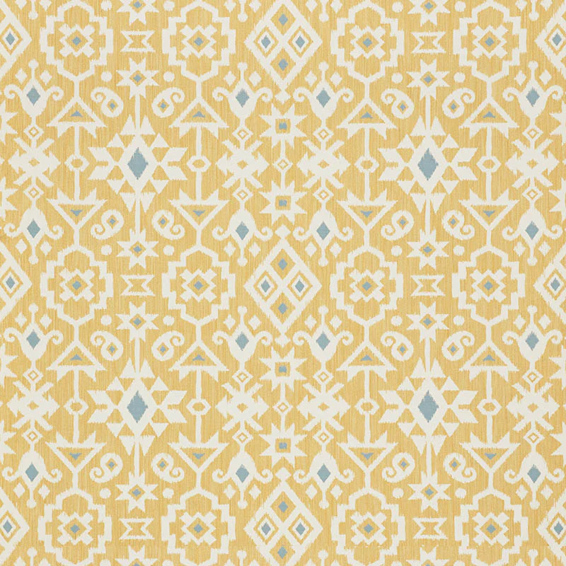 Crusoe Ikat - Yellow - Schumacher 76523 Fabric - Designers Cove