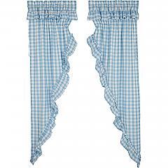 Annie Buffalo Blue Check Ruffled Prairie Long Panel Set of 2 84x36x18 - Designers Cove