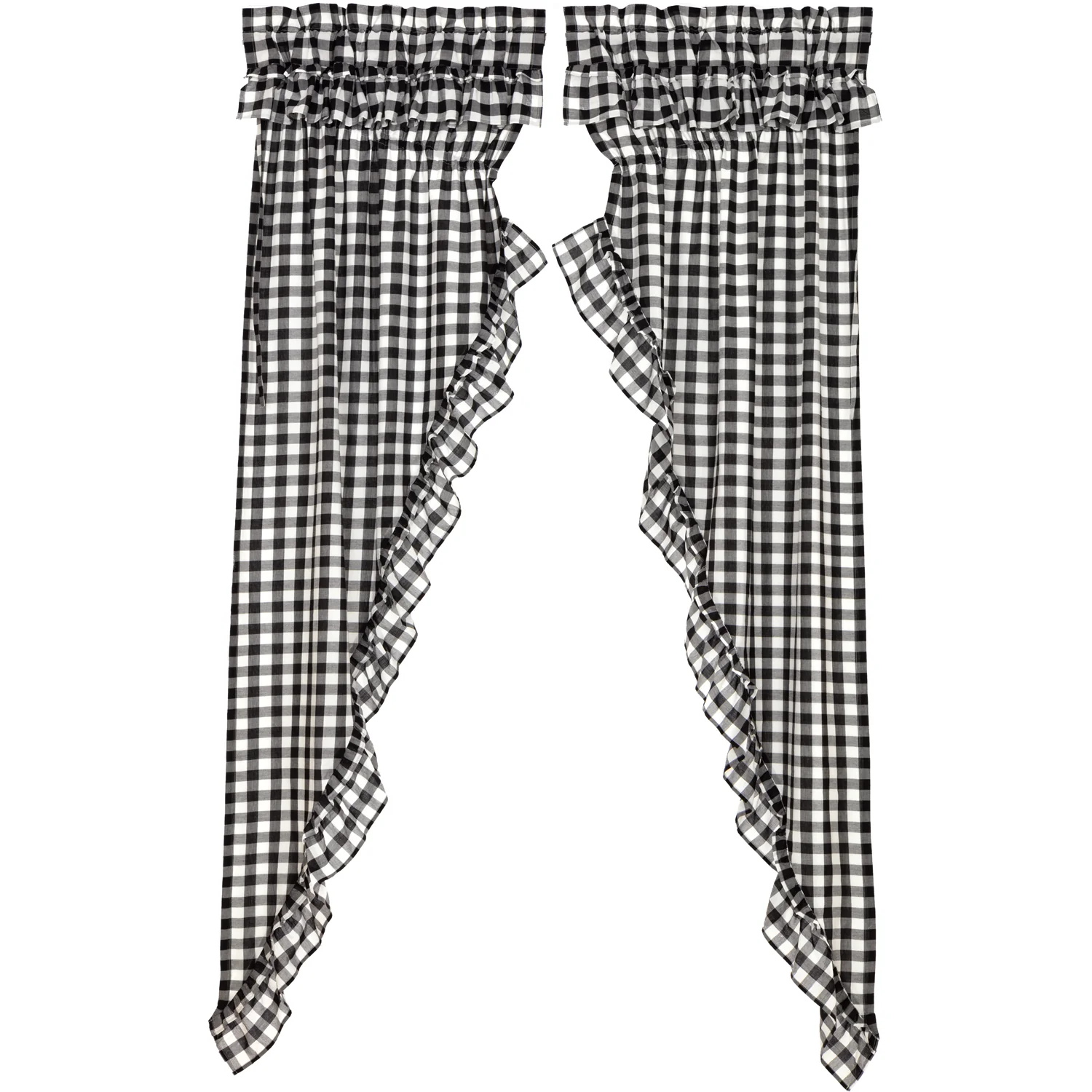 Annie Buffalo Black Check Ruffled Prairie Long Panel Set of 2 84x36x18 - Designers Cove