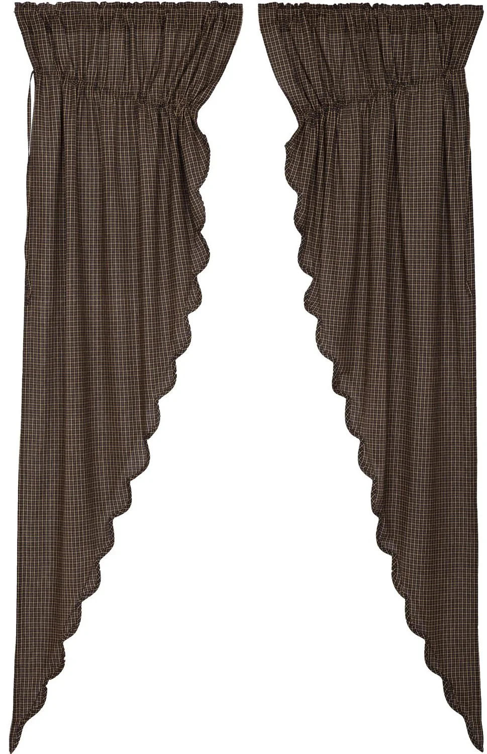 Kettle Grove Plaid Prairie Long Panel Scalloped Set of 2 84x36x18 - Designers Cove