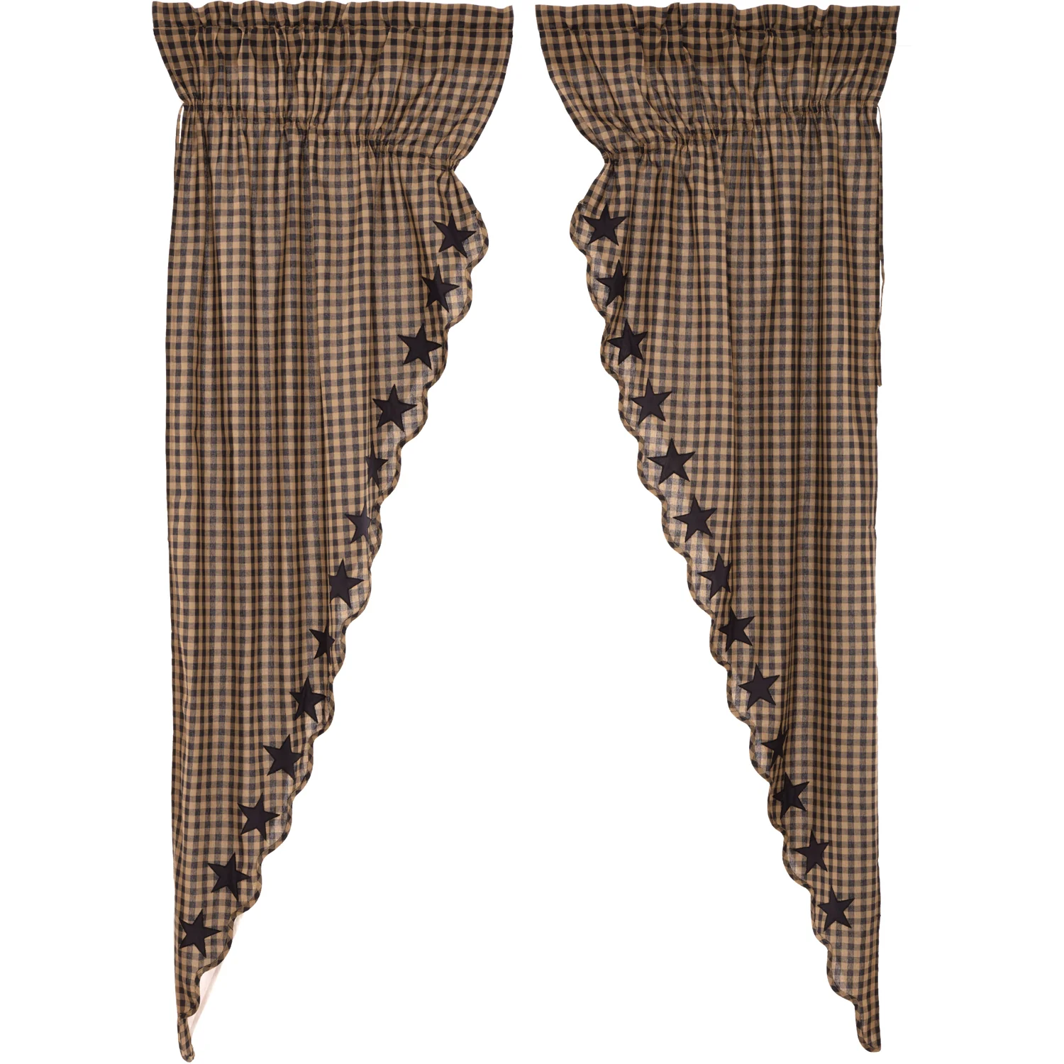 Black Star Scalloped Prairie Long Panel Set of 2 84x36x18 - Designers Cove