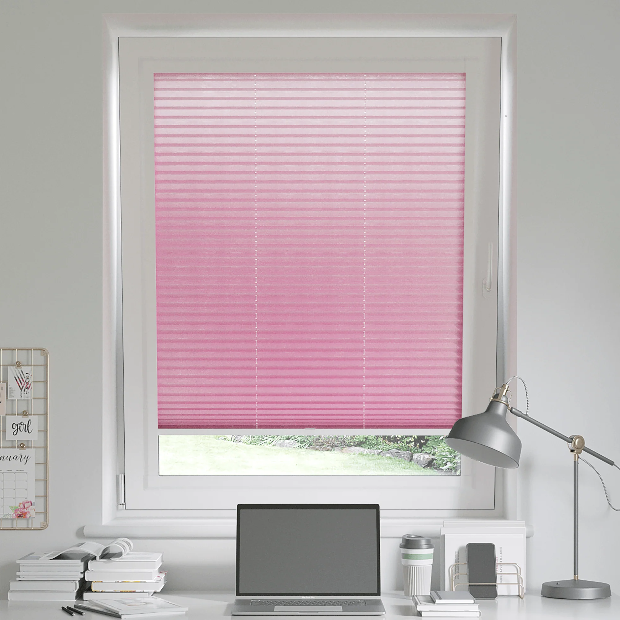 Perfect Fit Bonn Orchid Pink Pleated Blinds - Designers Cove