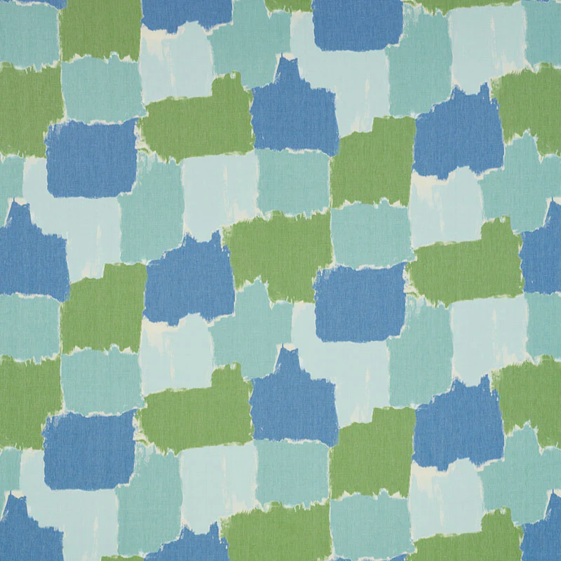 Colorblock Ikat - Aqua - Schumacher 178470 Fabric - Designers Cove