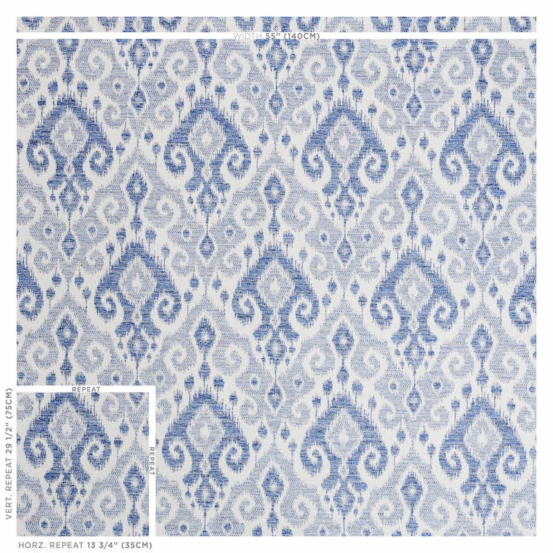 Dedra - Indigo - Schumacher 77362 Fabric - Designers Cove