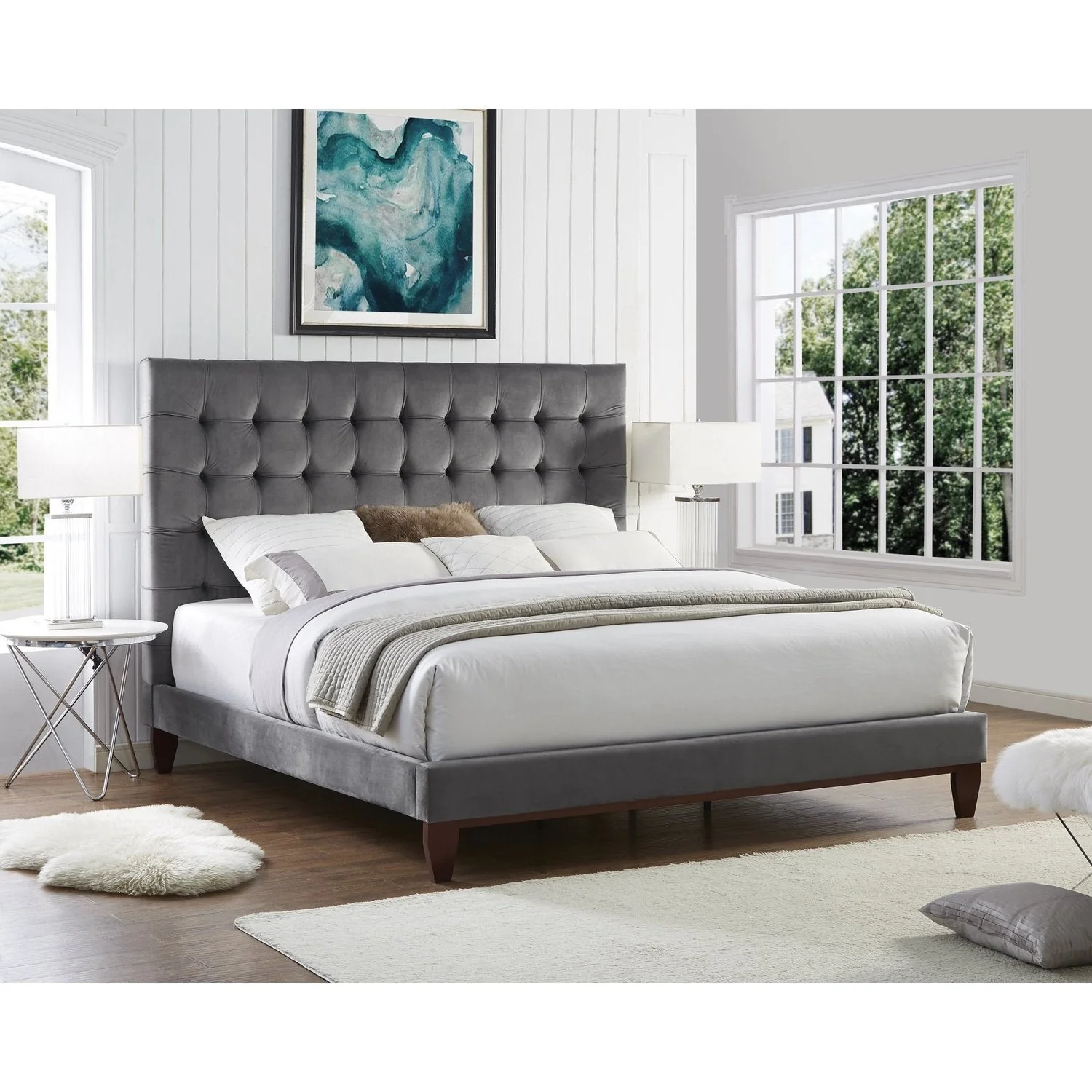 Bond Velvet Button Tufted Bedframe - Designers Cove