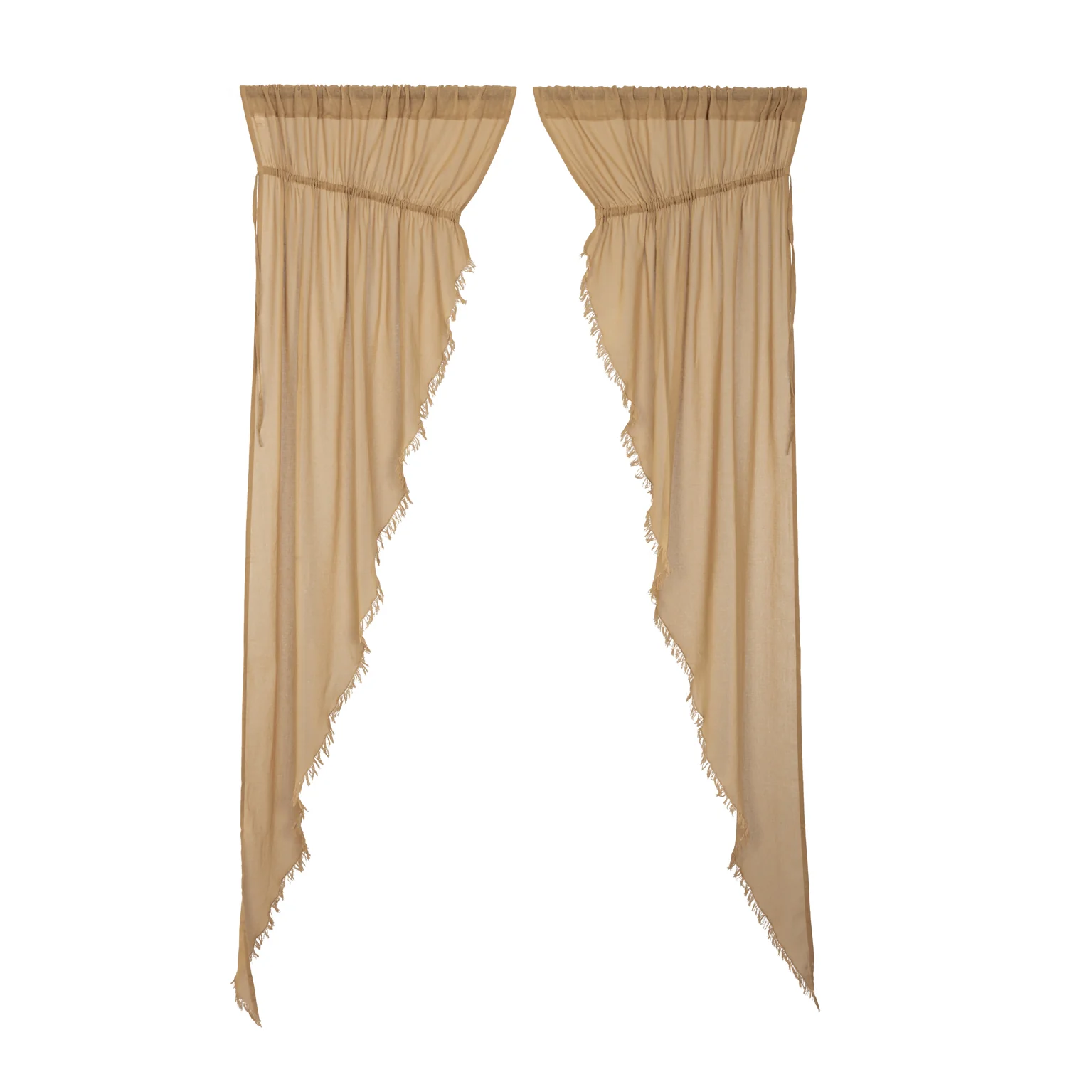 Tobacco Cloth Khaki Prairie Long Panel Fringed Set of 2 84x36x18 - Designers Cove