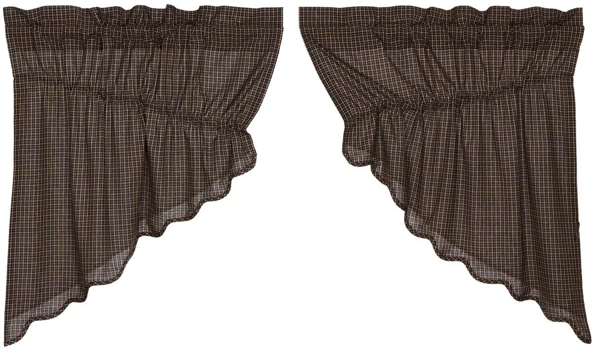 Kettle Grove Plaid Prairie Swag Scalloped Set of 2 36x36x18 - Designers Cove
