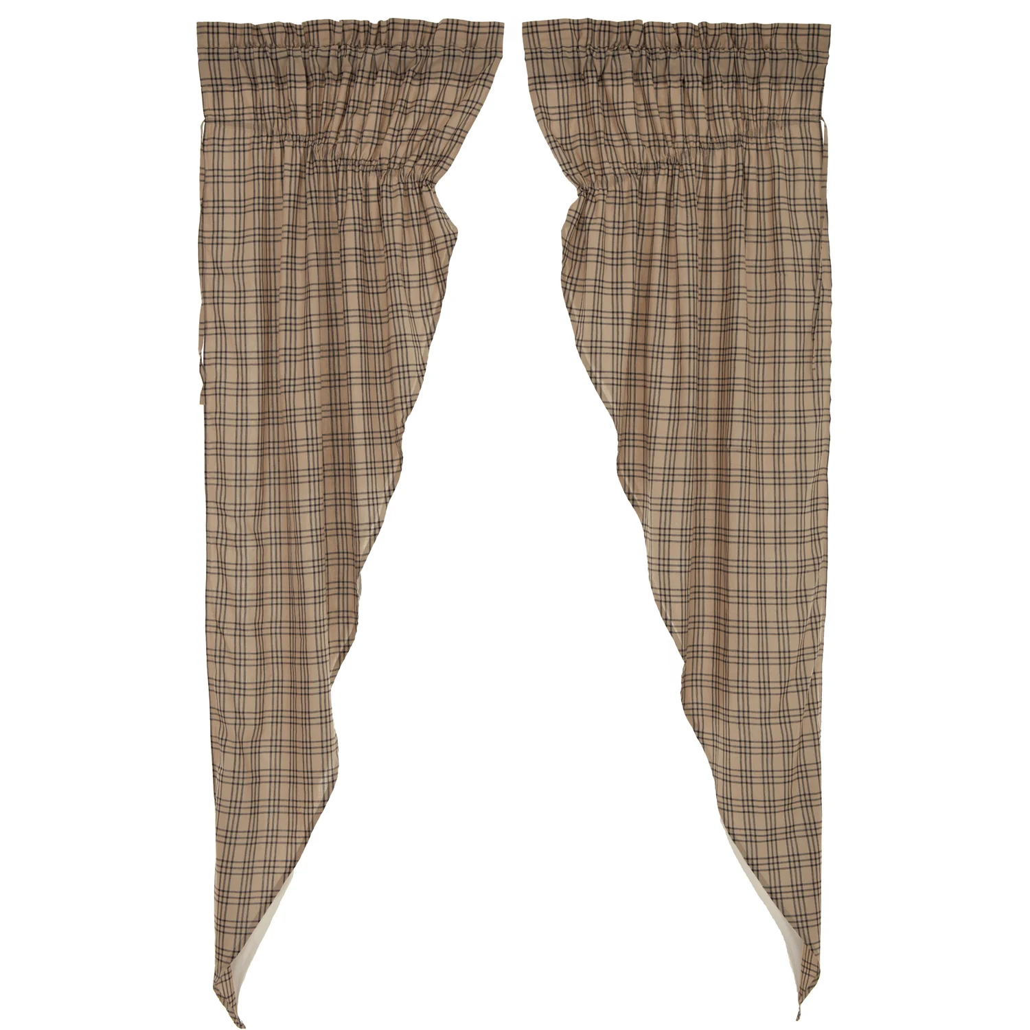 Sawyer Mill Charcoal Plaid Prairie Long Panel Curtain Set of 2 84x36x18 - Designers Cove