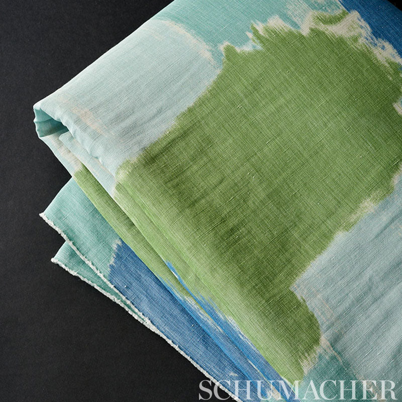 Colorblock Ikat - Aqua - Schumacher 178470 Fabric - Designers Cove