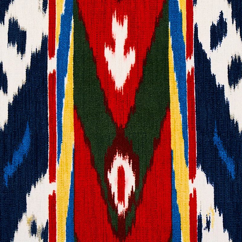 Samar Ikat Velvet - Blue - Schumacher 80242 Fabric - Designers Cove