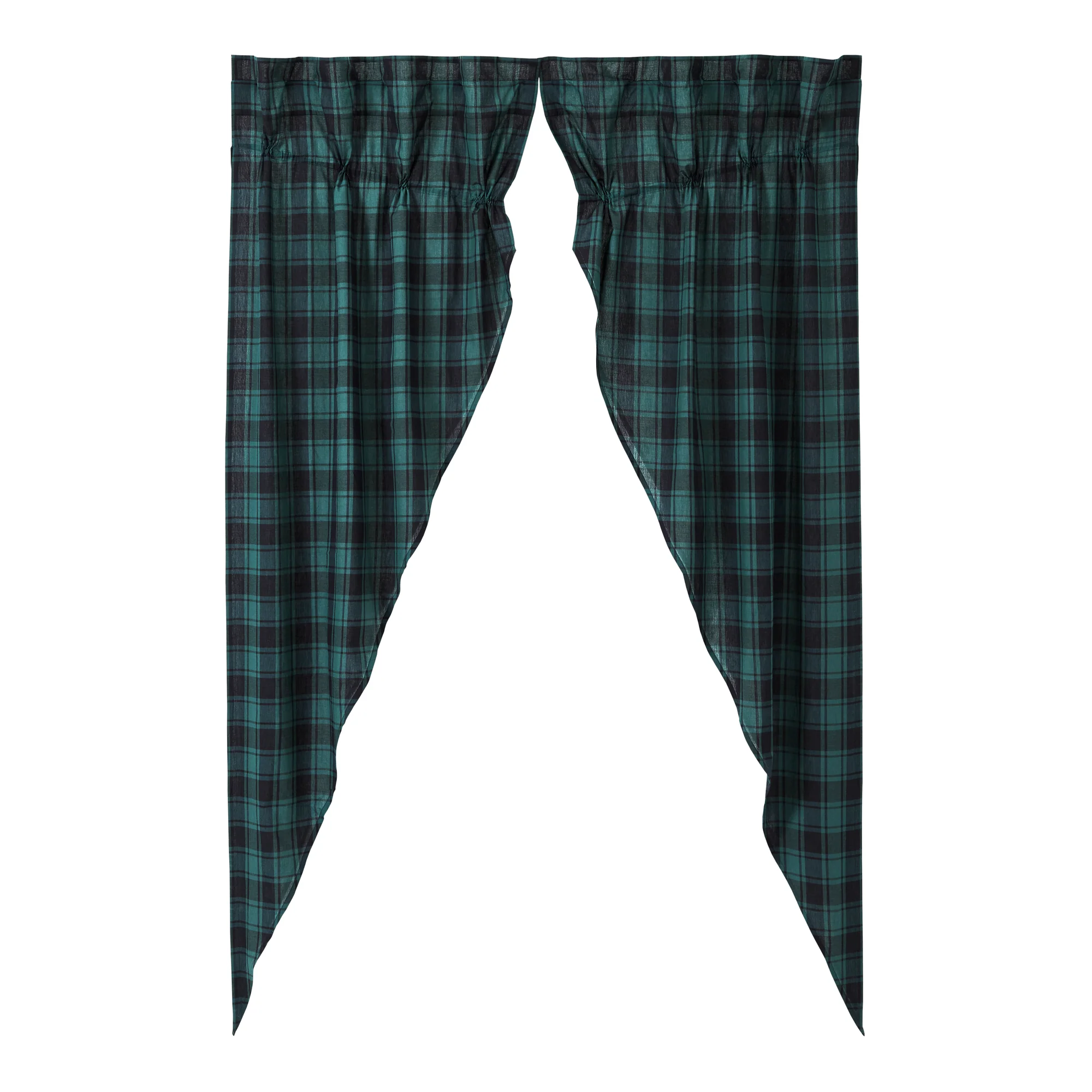 Pine Grove Prairie Long Panel Set of 2 – Green Plaid Curtains - Designers Cove