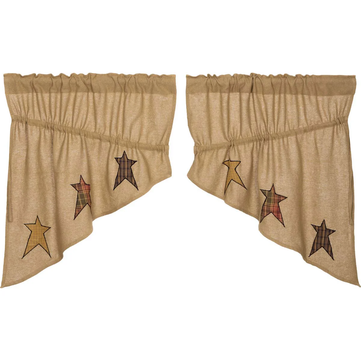 Stratton Burlap Applique Star Prairie Swag Set of 2 36x36x18 - Designers Cove