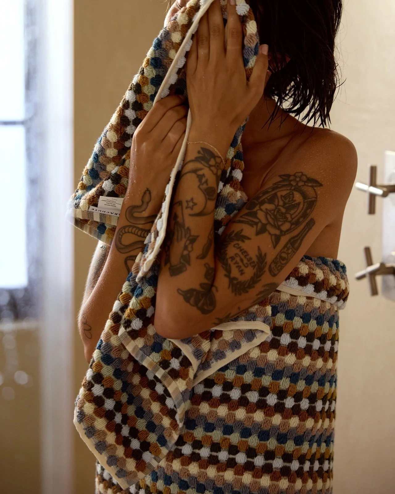 Organic Cotton Mosaic Towels (Multi) - Designers Cove