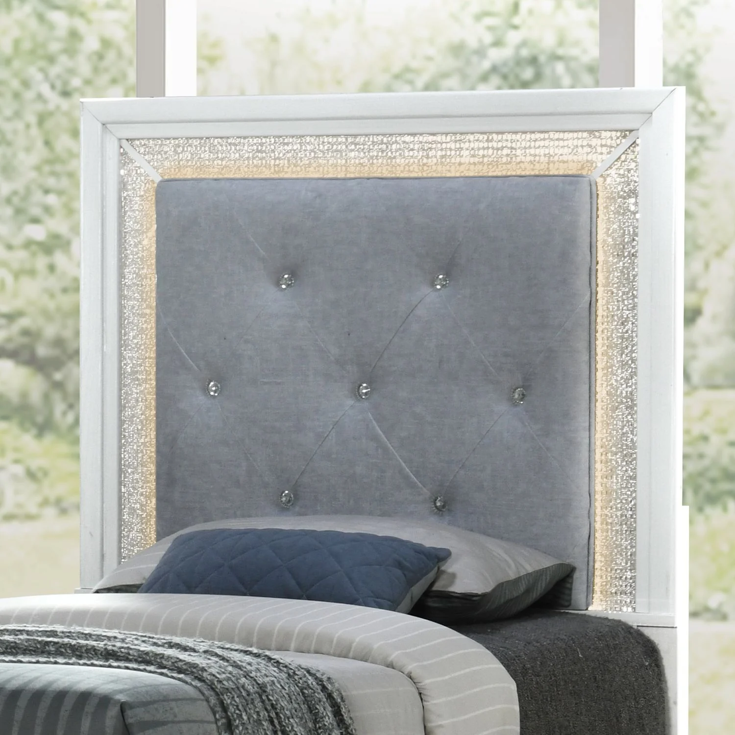 Reflections - Upholstered Panel Headboard With Lights - Designers Cove