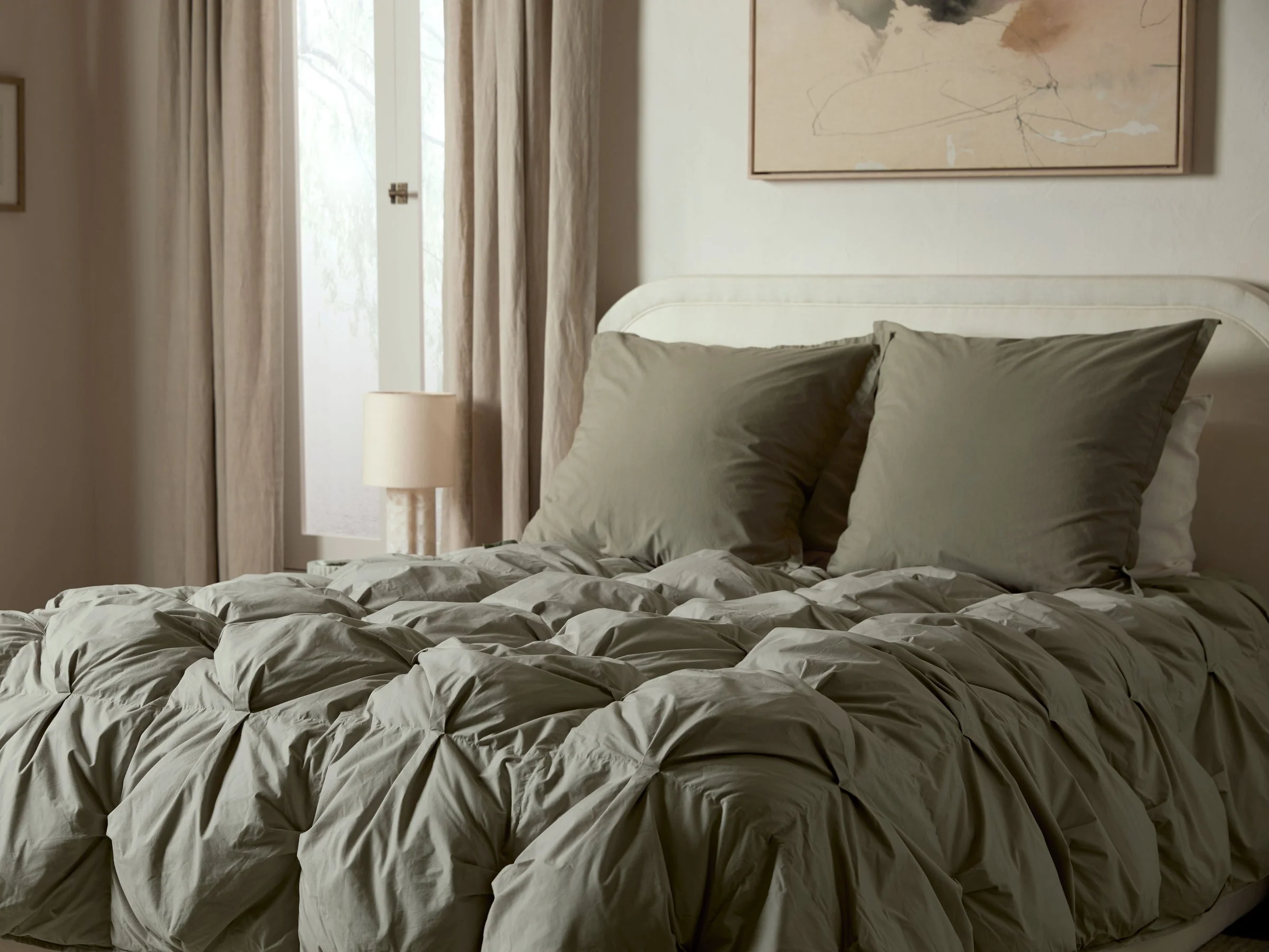 Organic Cotton Puff Comforter (Moss) - Designers Cove