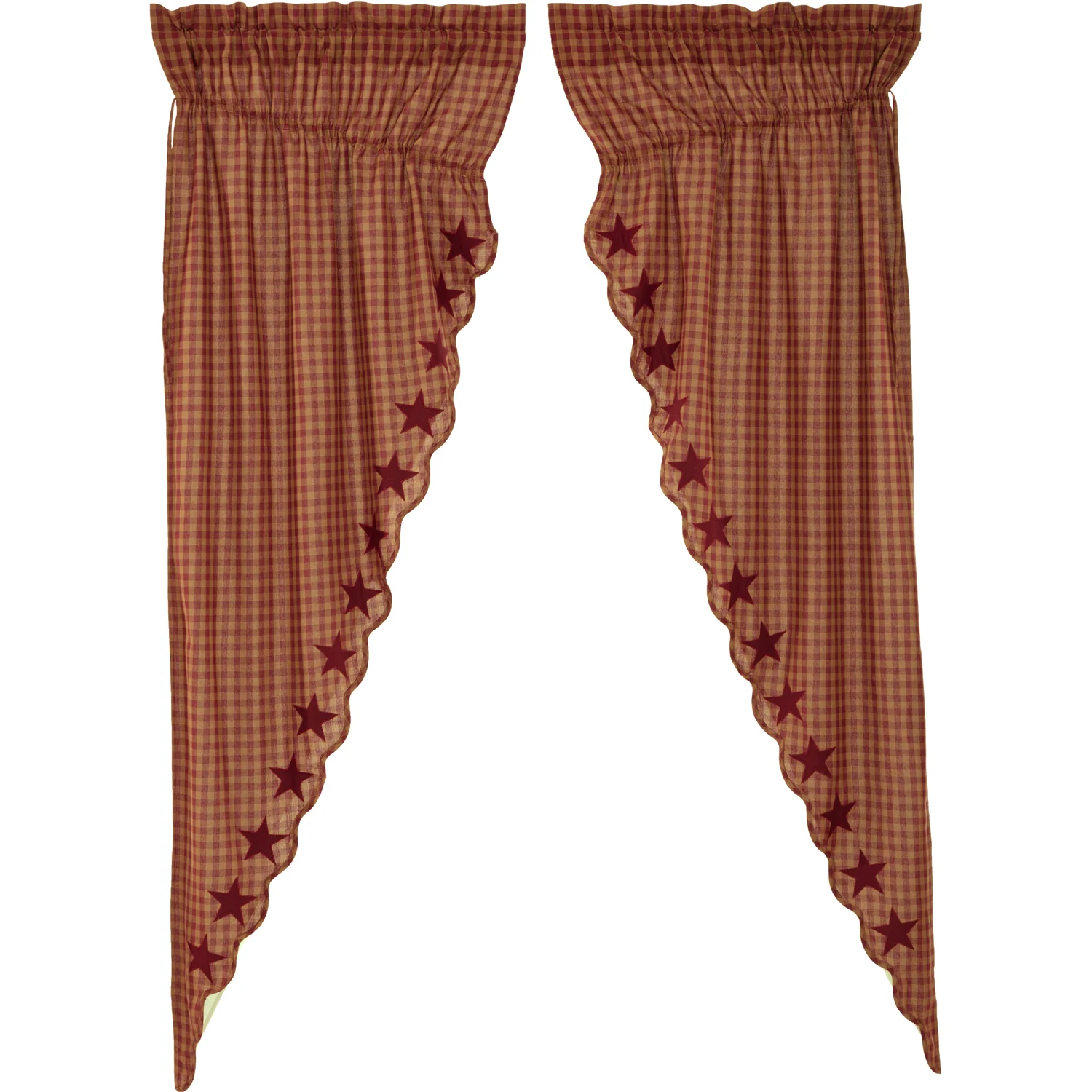 Burgundy Star Scalloped Prairie Long Panel Set of 2 84x36x18 - Designers Cove