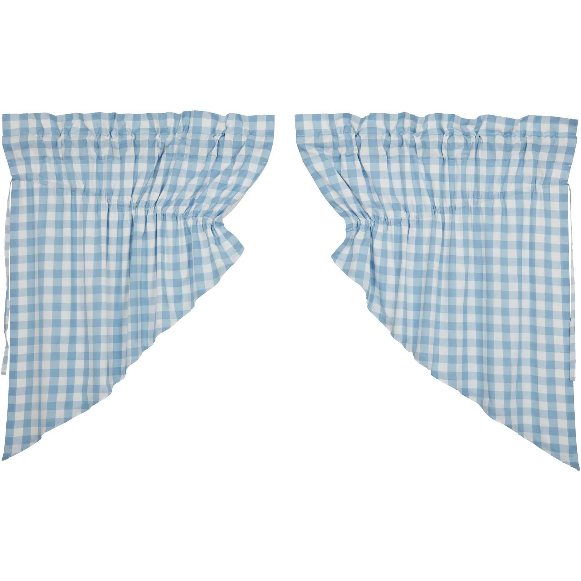 Annie Buffalo Blue Check Prairie Swag Set of 2 36x36x18 - Designers Cove
