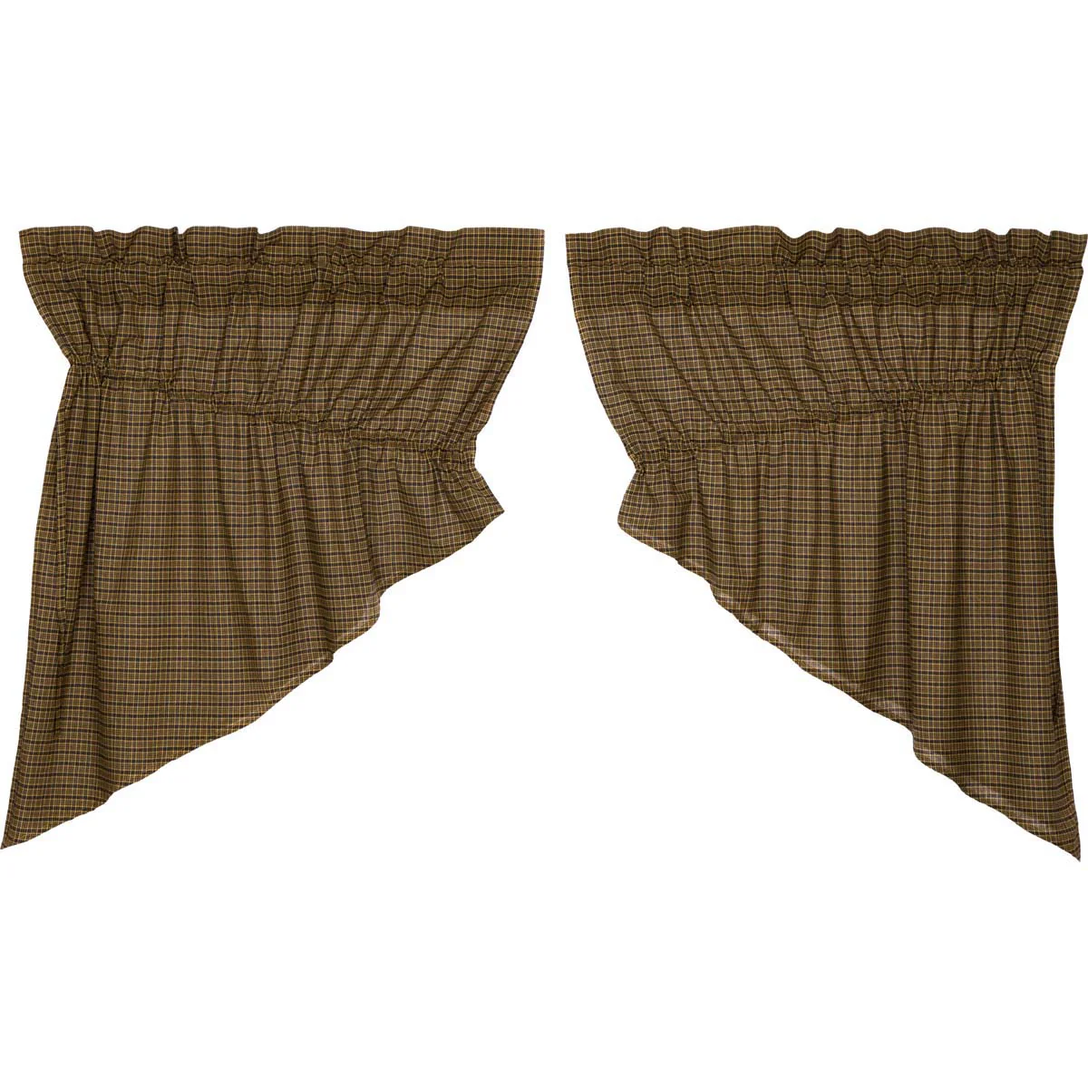 Tea Cabin Green Plaid Prairie Swag Set of 2 36x36x18 - Designers Cove