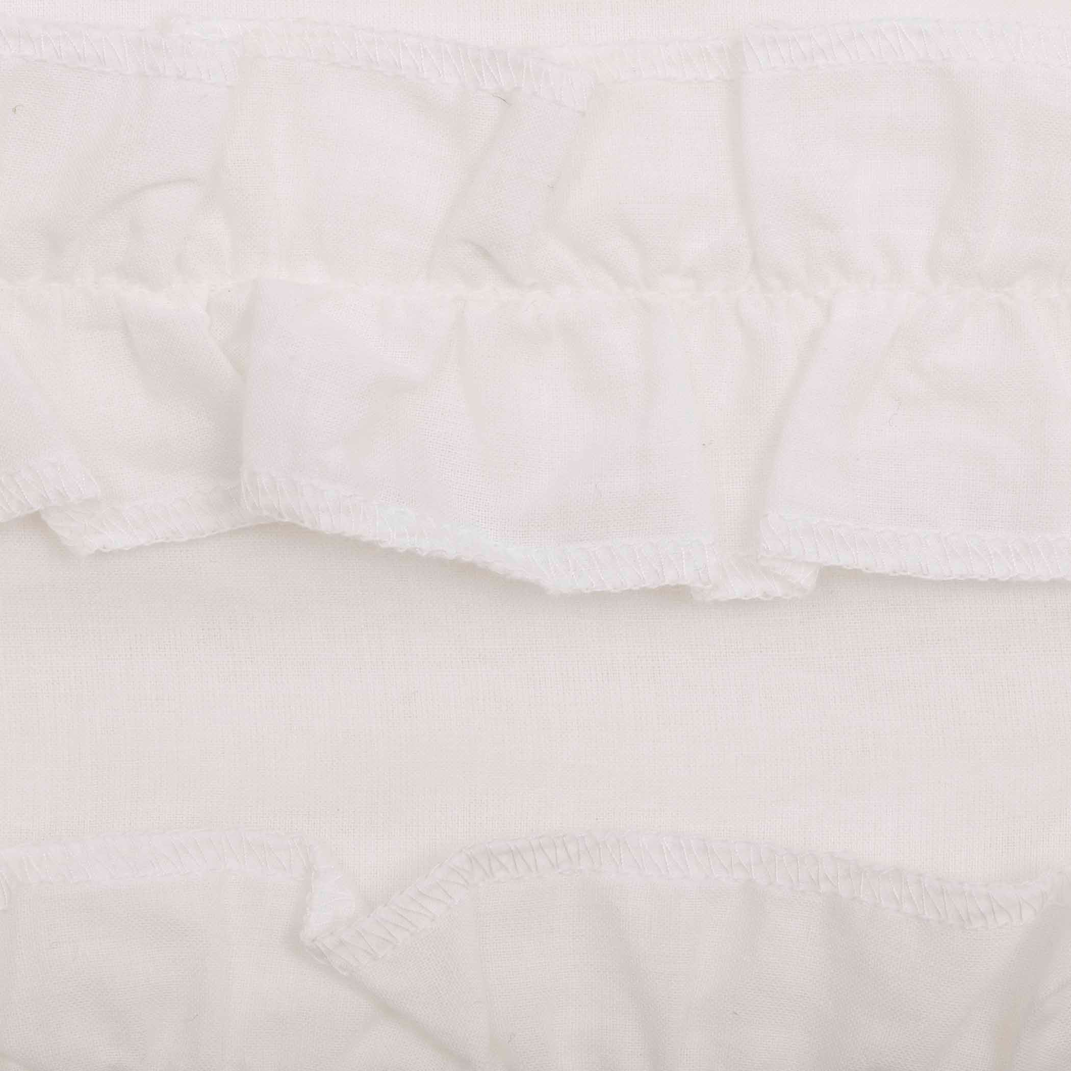 White Ruffled Sheer Prairie Curtain Panels | Farmhouse Cottage Window Decor - Designers Cove