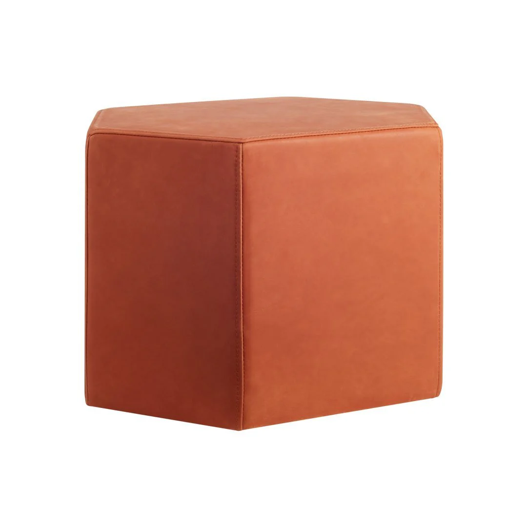 Hecks Leather Ottoman - Designers Cove