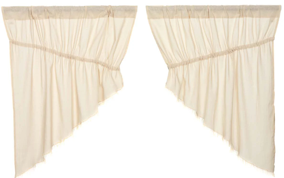Tobacco Cloth Natural Prairie Swag Fringed Set of 2 36x36x18 - Designers Cove