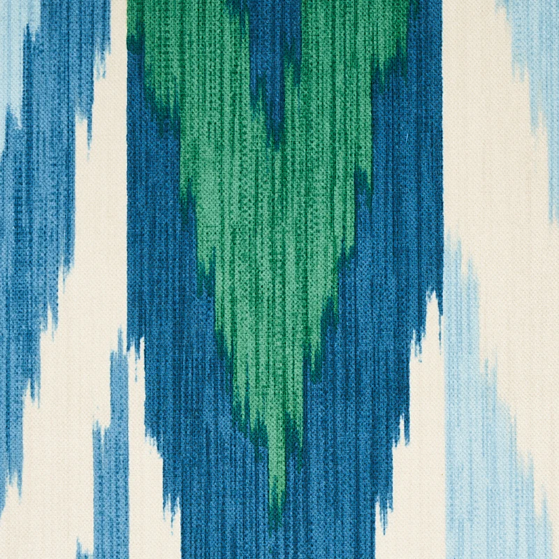 Kashgar Velvet Ikat - Peacock & Emerald - Schumacher 176104 Fabric - Designers Cove