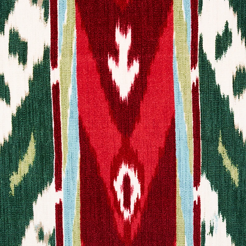 Samar Ikat Velvet - Green - Schumacher 80241 Fabric - Designers Cove