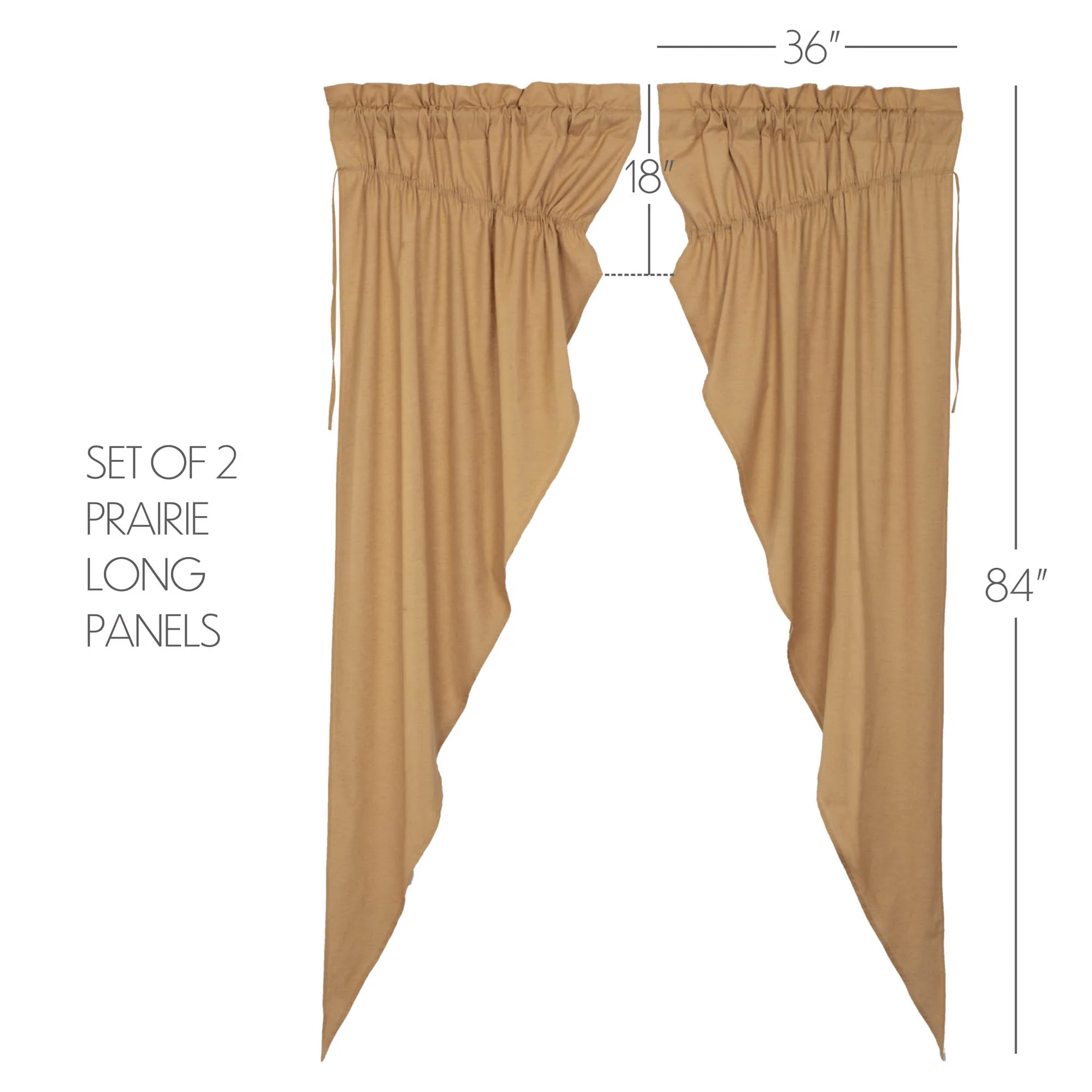 Simple Life Flax Khaki Prairie Long Panel Set of 2 84x36x18 - Designers Cove