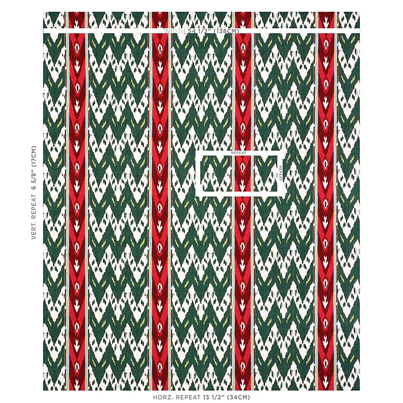 Samar Ikat Velvet - Green - Schumacher 80241 Fabric - Designers Cove