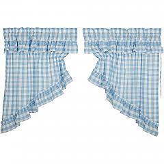 Annie Buffalo Blue Check Ruffled Prairie Swag Set of 2 36x36x18 - Designers Cove