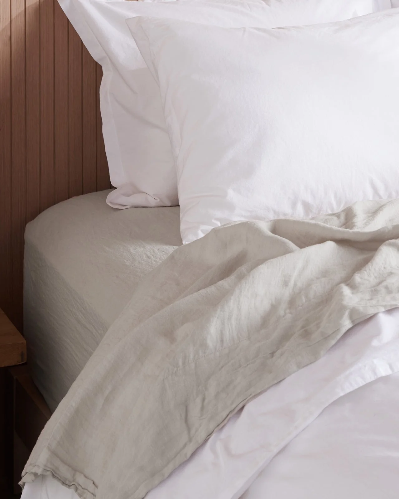 Linen Fitted Sheet (Bone) - Designers Cove