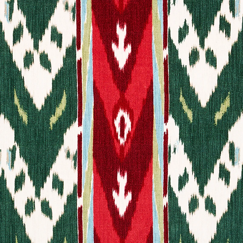 Samar Ikat Velvet - Green - Schumacher 80241 Fabric - Designers Cove