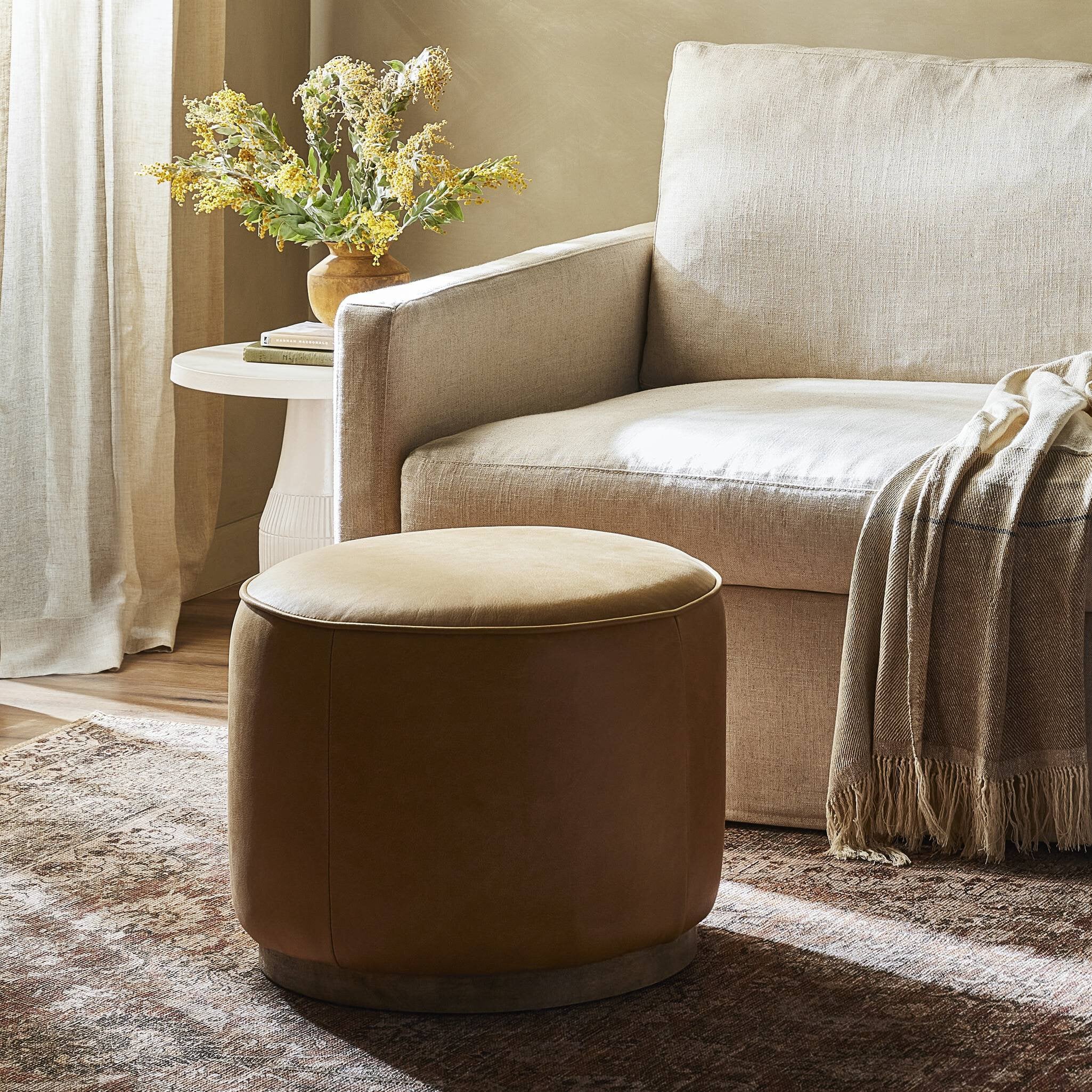 SINCLAIR ROUND OTTOMAN - Designers Cove