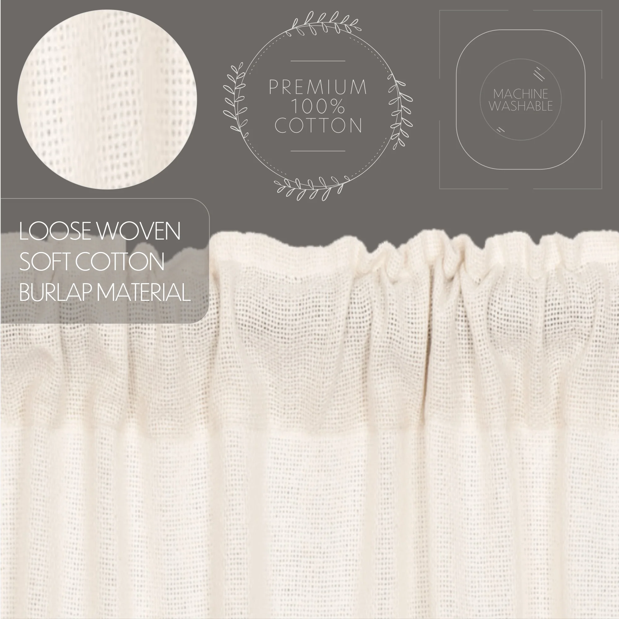 Burlap Antique White Prairie Long Panel Set of 2 84x36x18 - Designers Cove